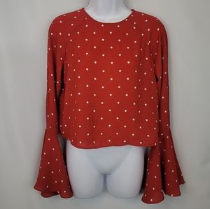 ❤3/$25 Forever 21 Polkadot Red Bell Sleeve Top